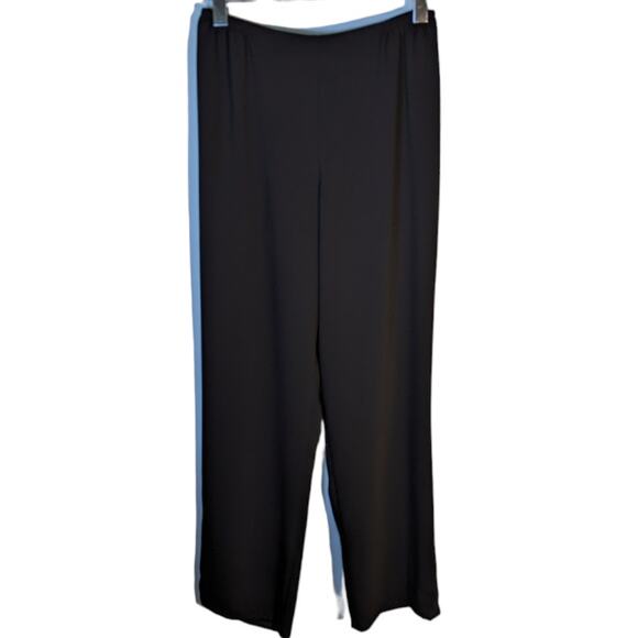 Caroline Rose Black Straight Leg Pants Pull On Flat Front Elastic Waist Small - Picture 2 of 8